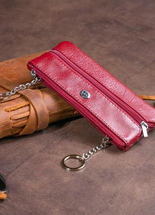 Ключниця-гаманець з кишенькою жіноча st leather 19352 бордова6 фото