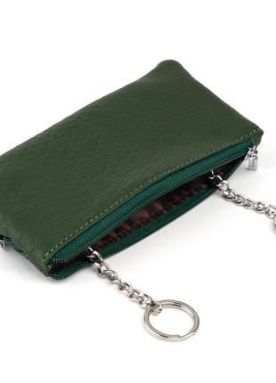 Ключница-кошелек с кармашком унисекс st leather 19348 зеленая2 фото