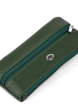 Ключница-кошелек с кармашком унисекс st leather 19348 зеленая1 фото