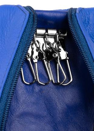 Ключница-кошелек с кармашком унисекс st leather 19351 синяя3 фото