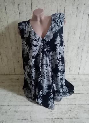 Асеметричная блуза майка в цветочный принт большой размер батал 242 фото