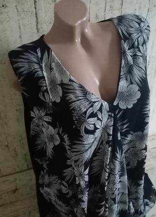 Асеметричная блуза майка в цветочный принт большой размер батал 243 фото