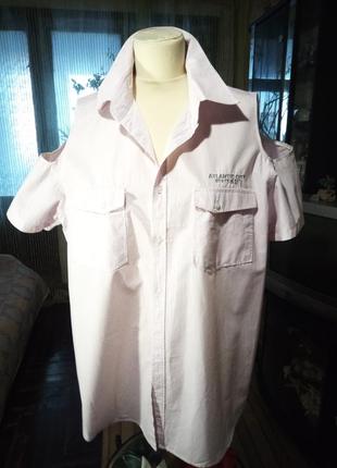 Блуза сорочка р 56 в смужку вінтаж2 фото