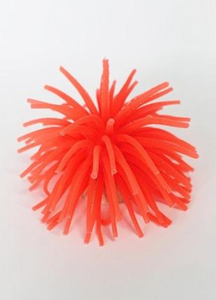 Декор для аквариума оранжевый "морской еж" - диаметр 7см, силикон, (безопасный для рыб и креветок)2 фото