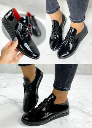 36-41 рр туфли, мокасины, лоферы низкий ход натуральный лак