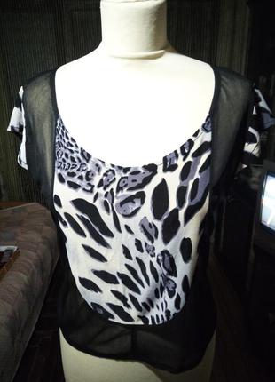 Блуза топ р 48-50 леопардовая с сеткой винтаж1 фото