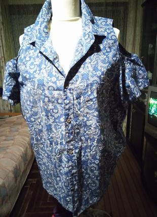 Блуза рубашка р 58-60 в цветочек винтаж1 фото