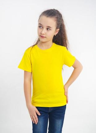 Детская футболка  девочке и мальчику  желтая хлопок , однотонные футболки желтого цвета на класс группу2 фото