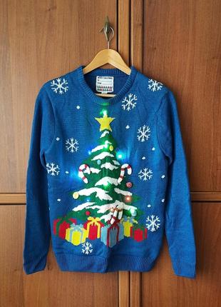 Чоловічий святковий новорічний светр з гірляндою primark
