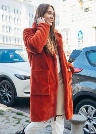 Шуба жіноча зимова із штучного хутра - 191-3 колір перли