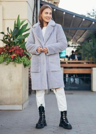 Шуба жіноча зимова із штучного хутра - 191-3 колір перли