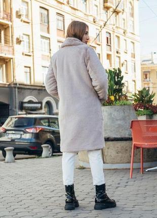 Шуба жіноча зимова із штучного хутра - 191-3 колір перли