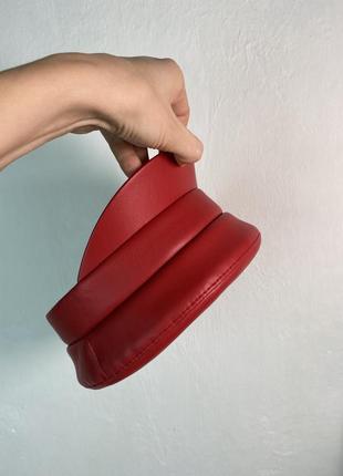 Кепка з екошкіри червоного кольору, кепі, кепі, кашкет, картуз