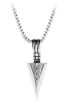 Мужская цепочка стрела серебристая