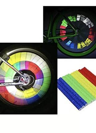 Світловідбивачі на спиці велосипеда накладки в зеленому кольорі комплект 12 шт5 фото