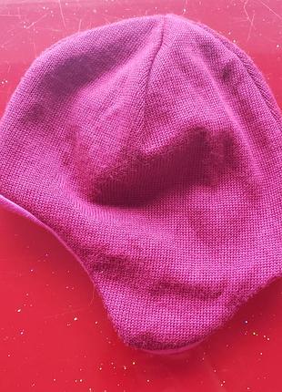 Nevertex фінляндія напівшерстяна шапка на хлопковоф аодкладке для дівчинки 5-10 л, 52-53-54 см малинова