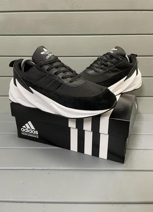 Чорні кросівки adidas sharks (біла підошва)