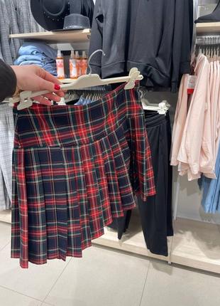 Юбка в клетку с плиссировкой sinsay спідниця