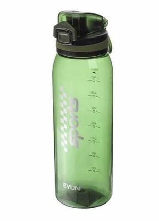 Спортивна пляшка 25.5 см (фітнес-пляшка) 850 мл пластикова з замком і сіточкою зелена1 фото