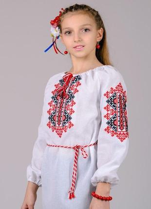 Вышиванка для девочки украиночка (рукав 3/4) , рост 128-1522 фото
