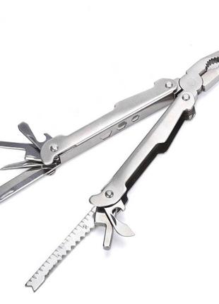 Туристический мультифункциональный складной набор плоскогубцы, отвертки 8в1 "multiset" (серебристый)
