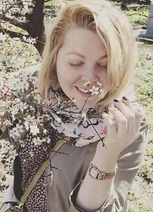 Шарф принт птички весенний легкий шарф