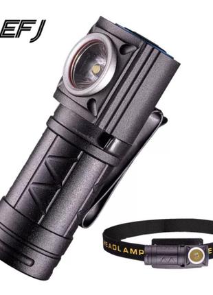 Налобный аккумуляторный фонарик 2в1 premium t201x для рыбалки, туризма. мощный фонарик