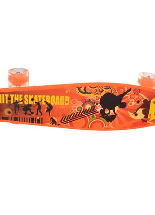 Детский скейт пенни борд ms 0749-1 с светящимися колесами (оранжевый)