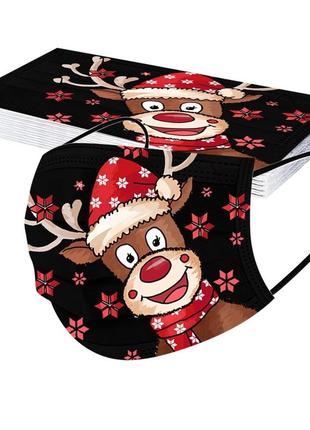 Маска одноразова з новорічнорздвяним дизайнерським прінтом