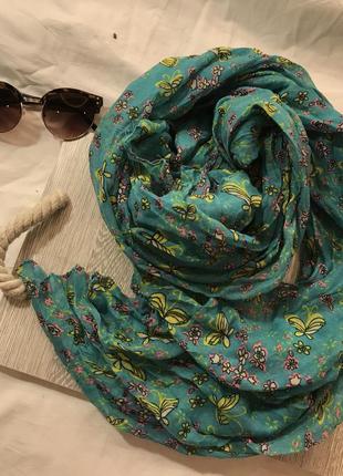 Мятный шарф палантин принт