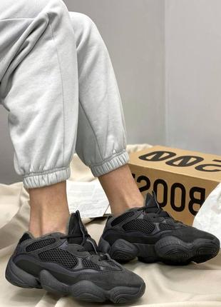 Кросівки adidas yeezy 500 utility black на хутрі теплі зимові, кросівки адідас унісекс жіночі чоловічі