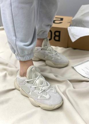 Кросовки  белые зимние adidas yeezy 500 blush утепленные на меху, кроссовки изи унисекс модель2 фото