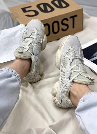 Кросовки  белые зимние adidas yeezy 500 blush утепленные на меху, кроссовки изи унисекс модель7 фото