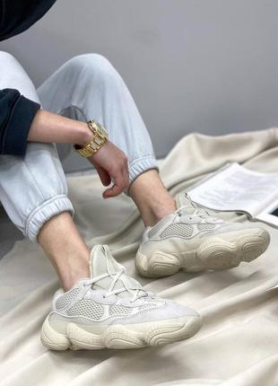 Кросовки  белые зимние adidas yeezy 500 blush утепленные на меху, кроссовки изи унисекс модель