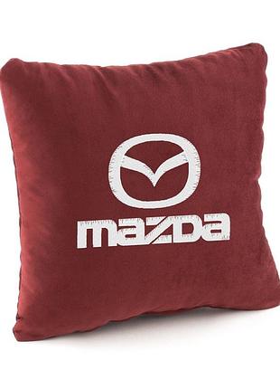 Декоративная подушка в авто с вышивкой mazda,подушка с логотипом авто флок