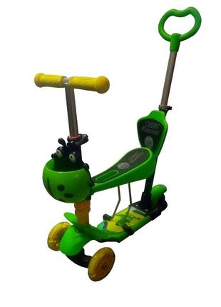Самокат best scooter з батьківською ручкою, зелений