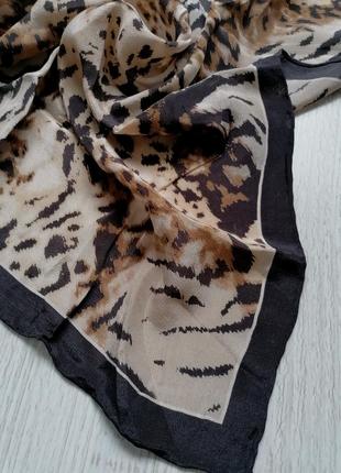 👜шёлковый платок каре в леопардовий принт 👜бежевый платок в стиле fendi2 фото