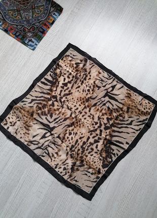 👜шёлковый платок каре в леопардовий принт 👜бежевый платок в стиле fendi3 фото