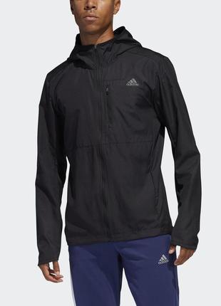 Мужская ветровка с капюшоном adidas own the run hooded wind jacket men's black fl6964 оригинал size s