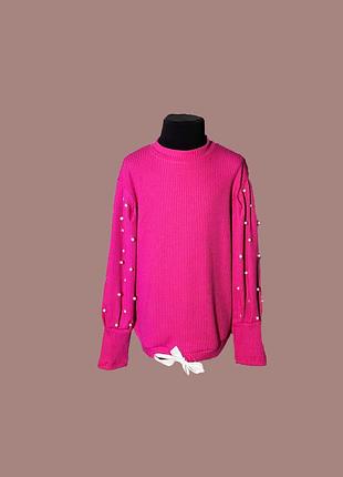 Кофта з широкими рукавами, кофта знизу з поясом, кофта в бусинки