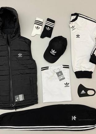 Набір 8в1 adidas: жилетка-світшот-штани-футболка-кепка-маска-шкарпетки 2 пари🔥1 фото