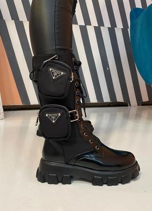 Ботинки в стиле prada monolith boots high1 фото