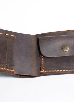 Кошелек мужской коричневый кожа винтаж потертости кэжуал casual ручная работа