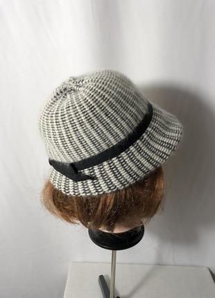 Винтаж шапка-шляпка черно-белая клош5 фото