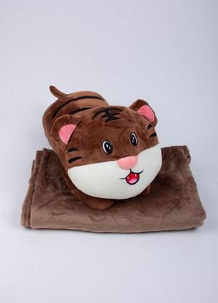 Игрушка подушка плед 3 в 1 тигр, новинка, хит продаж, хороший подарок ребенку1 фото
