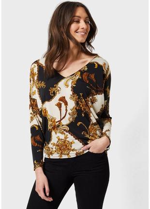 Блуза блузка в принт gucci ✨ dorothy perkins ✨ з трикутним вирізом принт ланцюга1 фото