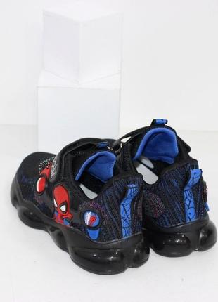 Кроссовки для мальчиков с человеком пауком в темно-синем цвете6 фото