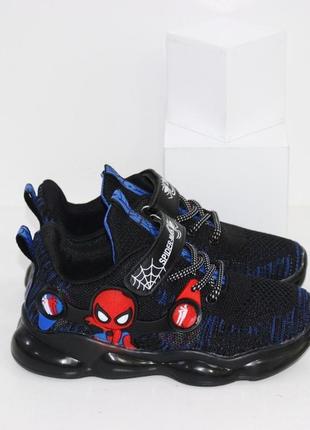 Кроссовки для мальчиков с человеком пауком в темно-синем цвете2 фото