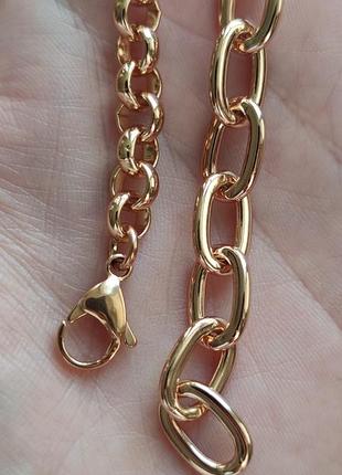 Женский браслет массивный цепь жгут якорное плетение круглое золото xuping