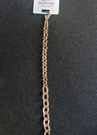 Женский браслет массивный цепь жгут якорное плетение круглое золото xuping4 фото